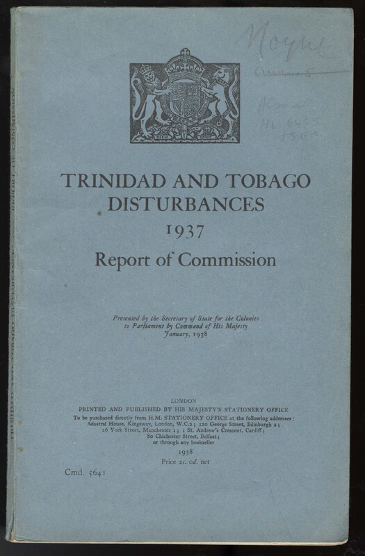 The report has a blue cover with the British government's coat of arms printed at the top. 