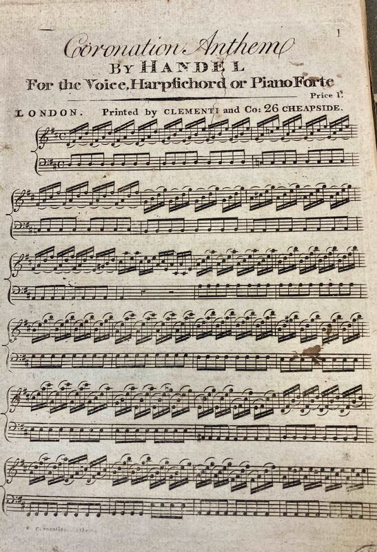 Handel, Coronation anthem : for the voice, harpsichord or piano forte [1801-1806] [Rare books Coll.] ; FOL. M1497 KEN