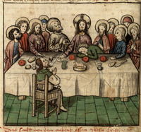 Early modern print depicting the last supper.