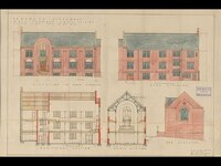Architectural sketches of a synagogue.