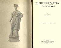 Front two pages of Greek terracotta statuettes (1899), on the left page is a pencil sketch of a statue of a Lady of Corinth. 