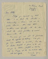 A handwritten letter in ink from Cheddi Jagan, addressed to Billy Strachan.