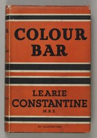 The orange, black and white striped dust jacket of 'Colour Bar'.