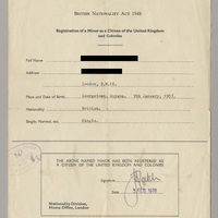 Registration of a minor as a citizen of the United Kingdom and colonies
