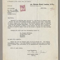 Letter from Claudia Jones to Billy Strachan