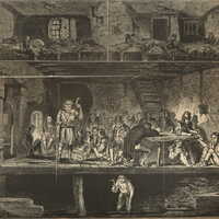 Woodcut of a lodging house.