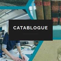 Collage of archive related images, with the word 'CATABLOGUE' displayed in the centre.