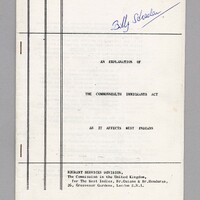 An Explanation of the Commonwealth Immigrants Act