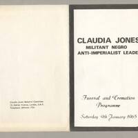 Claudia Jones’ funeral programme