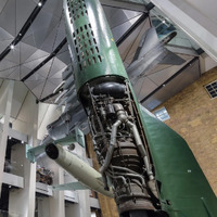 The V2 rocket on display at IWM London
