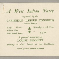 Invitation card to a Caribbean Labour Congress